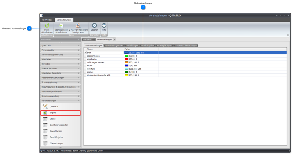 1.4.14.4. Status Settings